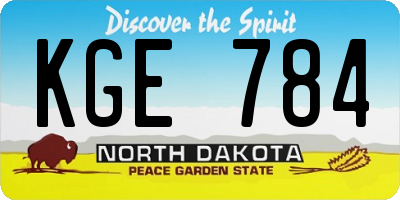 ND license plate KGE784