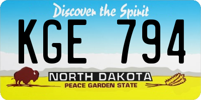 ND license plate KGE794