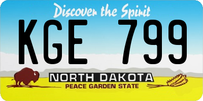 ND license plate KGE799