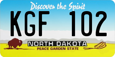 ND license plate KGF102