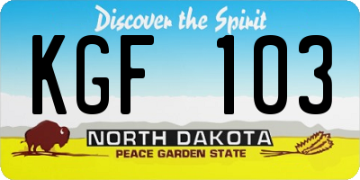 ND license plate KGF103