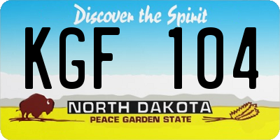 ND license plate KGF104