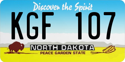 ND license plate KGF107