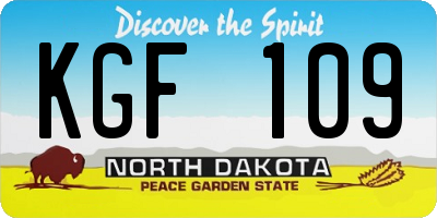 ND license plate KGF109
