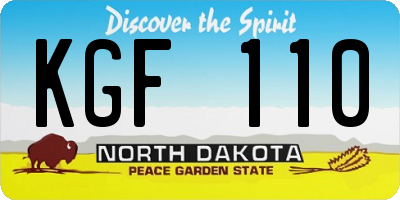 ND license plate KGF110