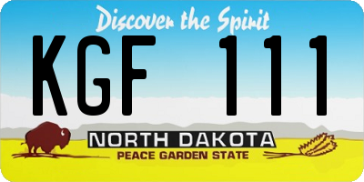 ND license plate KGF111