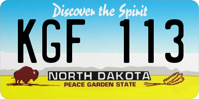 ND license plate KGF113