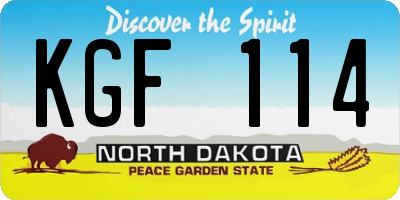 ND license plate KGF114