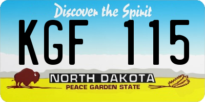 ND license plate KGF115
