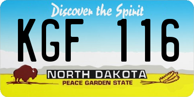 ND license plate KGF116
