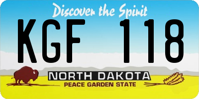 ND license plate KGF118