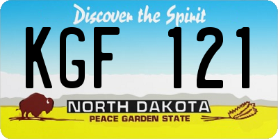 ND license plate KGF121