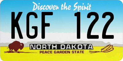 ND license plate KGF122