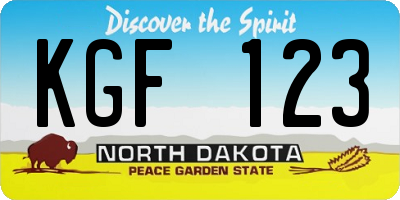 ND license plate KGF123