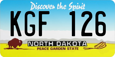 ND license plate KGF126