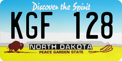 ND license plate KGF128