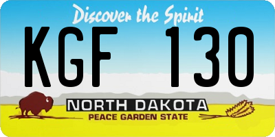 ND license plate KGF130