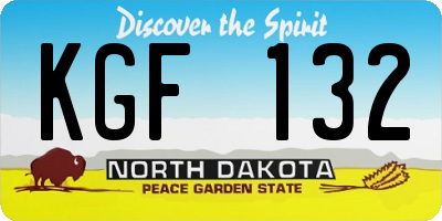 ND license plate KGF132