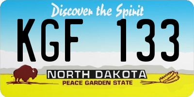 ND license plate KGF133