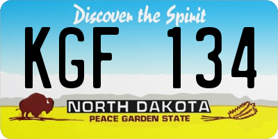 ND license plate KGF134