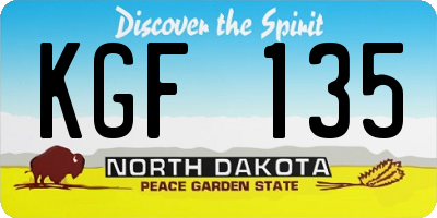 ND license plate KGF135