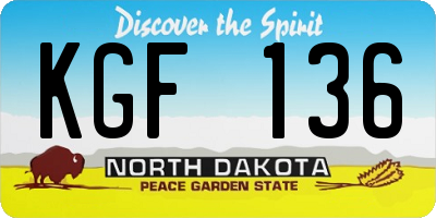 ND license plate KGF136