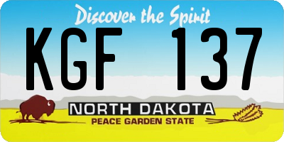 ND license plate KGF137