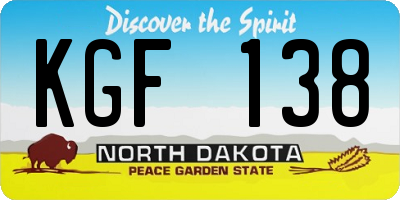 ND license plate KGF138
