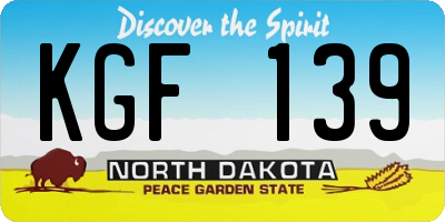 ND license plate KGF139