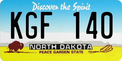 ND license plate KGF140