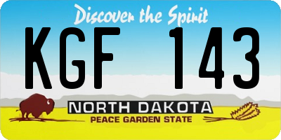 ND license plate KGF143