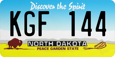ND license plate KGF144
