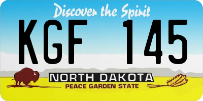 ND license plate KGF145