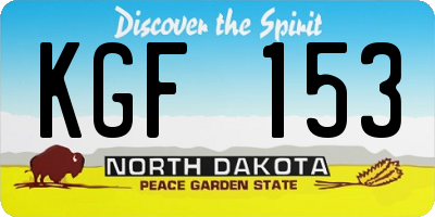 ND license plate KGF153