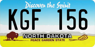 ND license plate KGF156