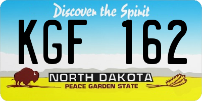 ND license plate KGF162