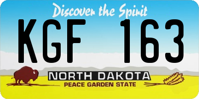 ND license plate KGF163