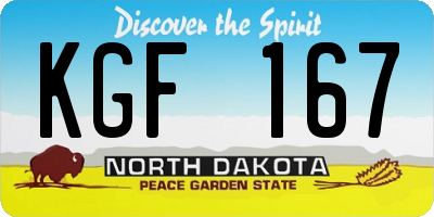 ND license plate KGF167