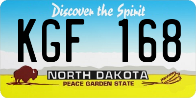 ND license plate KGF168