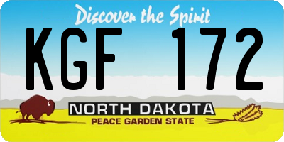 ND license plate KGF172