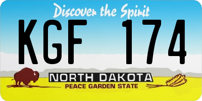 ND license plate KGF174