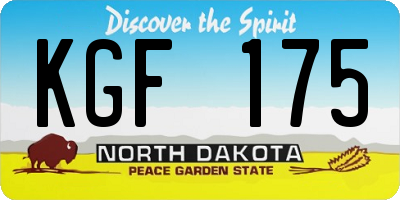 ND license plate KGF175