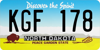 ND license plate KGF178