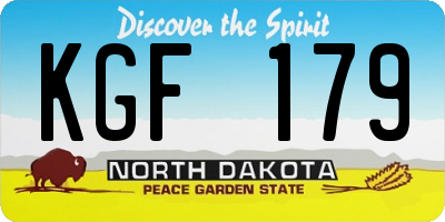 ND license plate KGF179