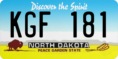 ND license plate KGF181