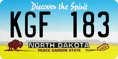 ND license plate KGF183