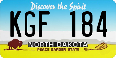 ND license plate KGF184