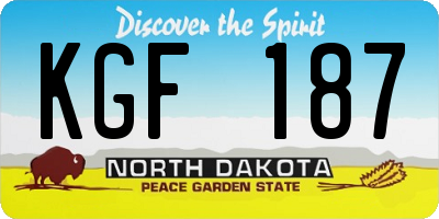 ND license plate KGF187