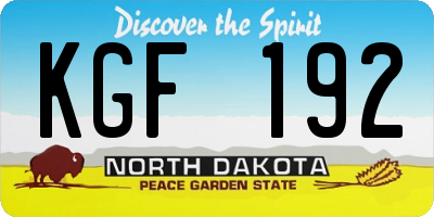ND license plate KGF192