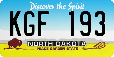 ND license plate KGF193